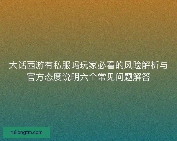 大话西游有私服吗玩家必看的风险解析与官方态度说明六个常见问题解答